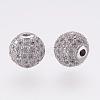 Long-Lasting Plated Brass Micro Pave Cubic Zirconia Beads ZIRC-F060-07P-1