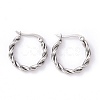 Non-Tarnish 304 Stainless Steel Twist Rope Hoop Earrings for Women Hand Polished EJEW-G298-07A-P-1