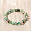 Natural Green Line Jasper Round Beaded Stretch Bracelets for Women BJEW-F535-02B-2