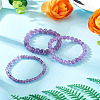 3Pcs Natural Amethyst Beads Stretch Bracelets for Women BJEW-TAC0033-6