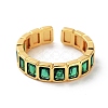 Rectangle Brass Micro Pave Cubic Zirconia Open Cuff Ring for Women RJEW-Z044-04G-04-2