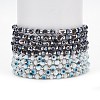 2Pcs 2 Color Lampwork Evil Eye & Glass Stretch Multi-strand Bracelets Set BJEW-JB08785-5