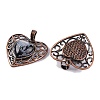 Natural Snowflake Obsidian Peach Love Heart Pendants G-G158-01-03-2