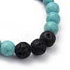 Natural & Synthetic Gemstone Beaded Stretch Bracelets BJEW-JB05414-3