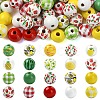 100Pcs 10 Styles Spray Painted Round Natural Schima Wood Beads WOOD-YW0001-85-2