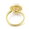 Natural Pear & Shell Flat Round Open Cuff Ring RJEW-H220-23G-3