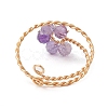 Flower Natural Amethyst Adjustable Rings RJEW-TA00126-02-4