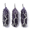 Natural Amethyst Big Wire Wrapped Pointed Pendants G-T133-P02C-1