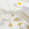 4Pcs 4 Styles Valentine's Day Brass Textured Heart Pendant Cable Chain Necklaces for Women NJEW-PH0001-53-4