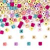 420Pcs 2 Style Natural Wood Printed Beads WOOD-LS0001-31-1