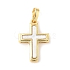 Brass Pave Natural White Shell Pendants KK-S522-01C-G-1