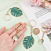 4Pcs 2 Style Monstera Leaf Alloy Enamel Pendant Keychain KEYC-CP0001-18-3