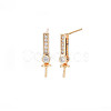 Brass Micro Pave Clear Cubic Zirconia Stud Earring Findings KK-S364-049-2