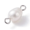 Natural Cultured Freshwater Pearl Bead Links Connectors PALLOY-JF01152-3
