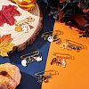 BENECREAT 1Set Halloween Pumpkin & Haunted House & Skull & Bat Alloy Enamel Charms Safety Pin Brooch JEWB-BC0001-05-4