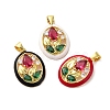 Rack Plating Brass Micro Pave Colorful Cubic Zirconia Enamel Pendants KK-G488-15G-1