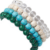 4Pcs Constellation 8mm Round Synthetic Turquoise & Quartz Crystal & Malachite & Magnesite Beaded Stretch Bracelets for Women BJEW-JB10634-5