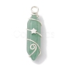 Natural Green Aventurine Double Terminal Pointed Pendants PALLOY-JF02673-02-1