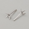 Rhomdium Plated 925 Sterling Silver Stud Earring Findings STER-WH0009-15C-P-2