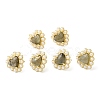 Ion Plating(IP) Natural Labradorite Heart Stud Earrings with Plastic Pearl Beaded EJEW-E599-02G-01-2