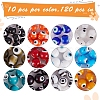 120Pcs 12 Colors Handmade Evil Eye Lampwork Round Bead Strands LAMP-SZ0001-11-3