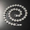 Hip-Hop Alloy Full Crystal Rhinestone Flat Round Tennis Necklaces for Men FS-WGB0AA6-04-1