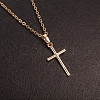 Real Gold Plated Cross Brass Pendant Necklaces NJEW-EE0001-14A-2