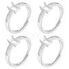 4Pcs Adjustable Brass Pad Ring Settings KK-BBC0011-83-1