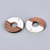 16Pcs 8 Styles Opaque Resin & Walnut Wood Pendants RESI-N053-25-2