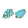 Dyed Synthetic Turquoise Leaf Pendants TURQ-T004-29A-2