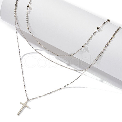 925 Sterling Silver 3 Layer Necklaces NJEW-L116-06P-1