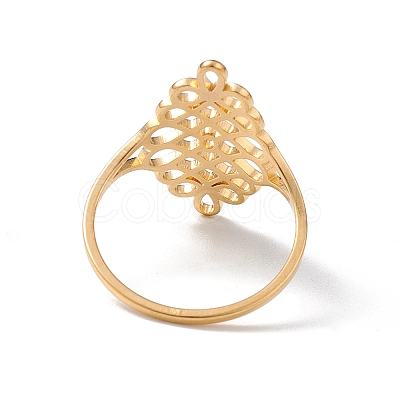 Hollow Out Chinese Knot 304 Stainless Steel Finger Ring for Women RJEW-E073-09G-1