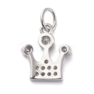 Brass Micro Pave Clear Cubic Zirconia Charms KK-I658-17P-1