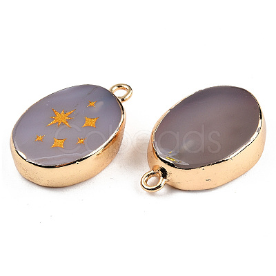 Natural Agate Pendants G-N326-155E-1