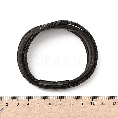 Ion Plating(IP) Braided Leather Cord Multi-strand Bracelets for Men BJEW-Z081-12EB-1