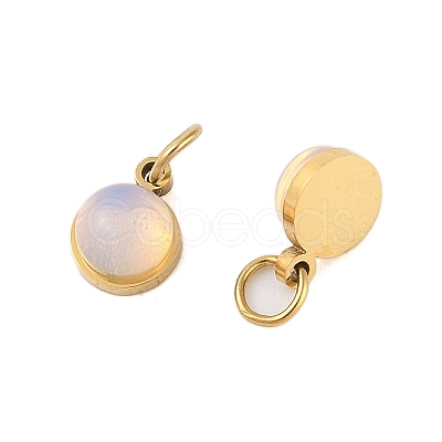 Ion Plating(IP) Opalite Half Round Charms with Jump Ring STAS-A097-05G-04-1