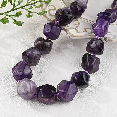 Natural Amethyst Nuggets Beaded Necklaces for Women Men NJEW-K388-01E-1