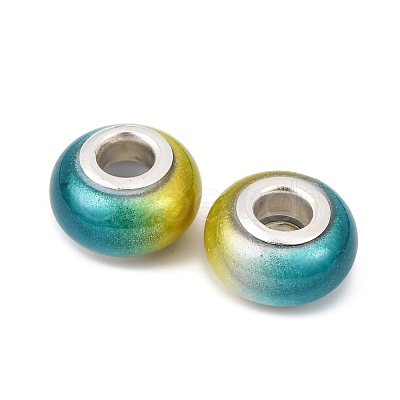 Two Tone Opaque Resin Rondelle European Beads RESI-Z046-02K-1