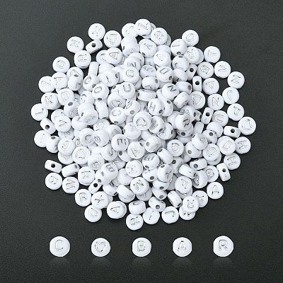 300pcs 2 Styles Opaque White Acrylic Beads MACR-YW0002-58B-1