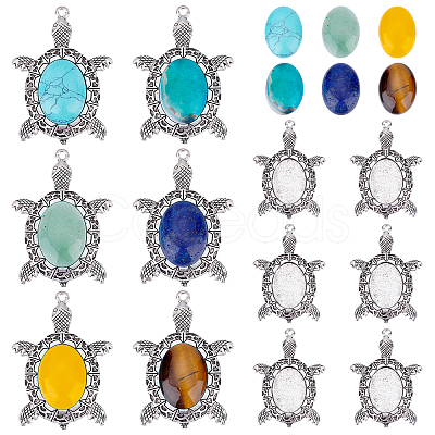 DIY Turtle Gemstone Pendant Making Kits DIY-SC0019-06-1
