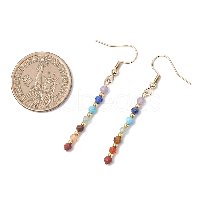 Natural Mixed Stone Round Dangle Earrings EJEW-JE06667-02-1