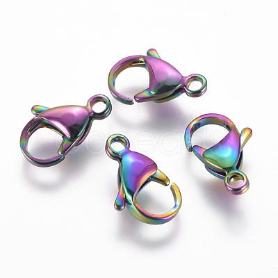 Ion Plating(IP) 304 Stainless Steel Lobster Claw Clasps X-STAS-E475-02B-1