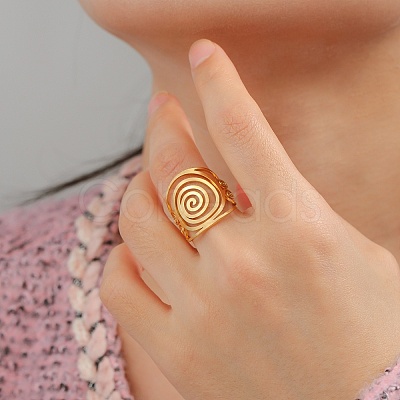 304 Stainless Steel Adjustable Cuff Rings RJEW-L129-05G-1
