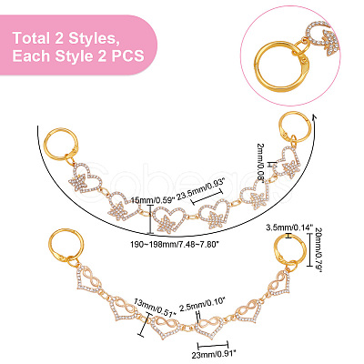 Heart with Butterfly/Infinity Alloy Rhinestone Link Shoe Decoration Chain FIND-AB00008-1