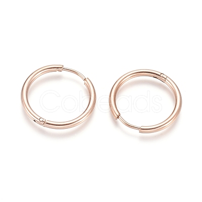 Ion Plating(IP) 304 Stainless Steel Huggie Hoop Earrings EJEW-F111-20mm-RG-1