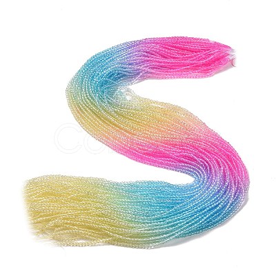 Transparent Gradient Color Glass Beads Strands GLAA-G101-2mm-10-1
