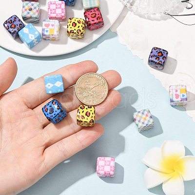 18Pcs 9 Styles Laser & Printed Opaque Acrylic Beads OACR-FS0002-81-1