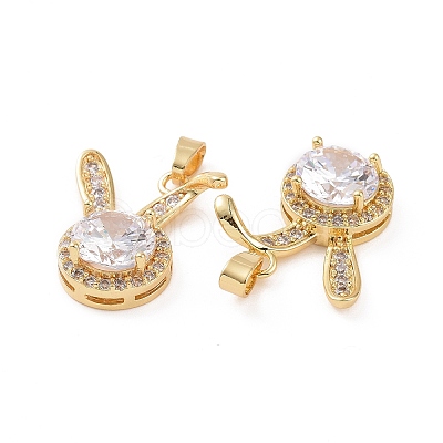 Brass Micro Pave Clear Cubic Zirconia Pendants KK-E068-VC418-1