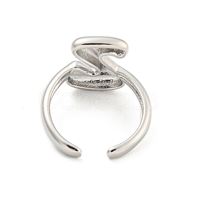 Brass Letter Open Cuff Rings for Women RJEW-G313-01Z-P-1