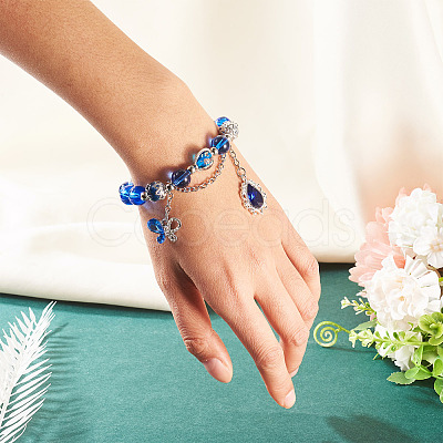 Glass & Alloy Rhinestone Beads Bracelets BJEW-TA00544-1